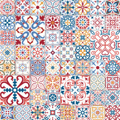 Big set of tiles in portuguese, spanish, italian style. For wallpaper, backgrounds, decoration for your design, ceramic, page fill and more.