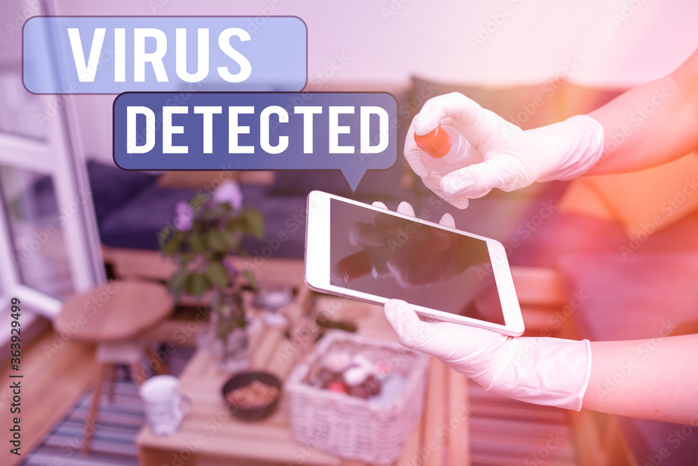 Poster text sign showing virus detected. business photo text a computer program used to prevent and remove 