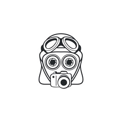 Camera and helmet robot with specs vector logo