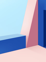 Vector Minimal Geometric Shapes Studio Shot Background, Pink & Blue