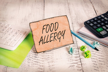 Word writing text Food Allergy. Business photo showcasing abnormal immune system response to...