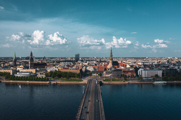 Riga old town and Akmens bridge