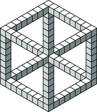 Impossible Geometry / Object. Optical Illusion; Isometric Object. Simple Cube.
