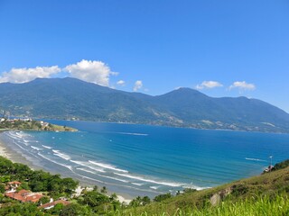 view of the beach from the mountain