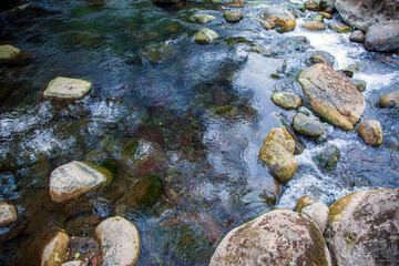 Crystal clear Blue Pools mountain water in  Phongn National Park - Kebang. Clean and pure spring water from mountain.