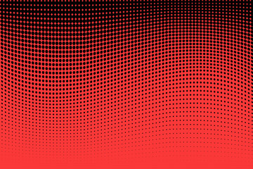 Polka dot pop art halftone pattern. Red dots on black background
