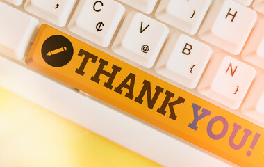 Handwriting text Thank You. Conceptual photo polite expression to acknowledge a gift, service or...