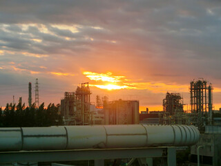 plant petrochemical  An evening with the setting sun