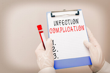 Handwriting text Infection Complication. Conceptual photo unwanted reaction resulted from an...