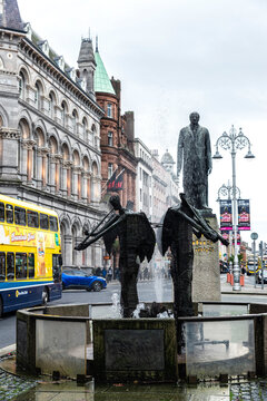 Thomas Davis Statue And Memorial Fountain In Dublin, Ireland