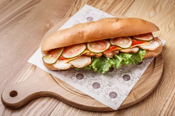 sandwich with ham and vegetables