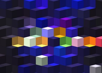 Obraz premium Abstract Colorful Geometrical Artwork,Abstract Graphical Art Background Texture,Modern Conceptual Art, Synthwave Aesthetic Poster Print,3D Rendering,3D Illustration