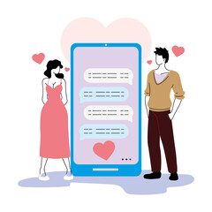 smart phone with couple virtual relationship