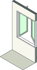 Window type / construction: Double horizontal pivot / swing casement window shown installed in a wall.