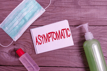Handwriting text writing Asymptomatic. Conceptual photo a condition or an individual producing or...