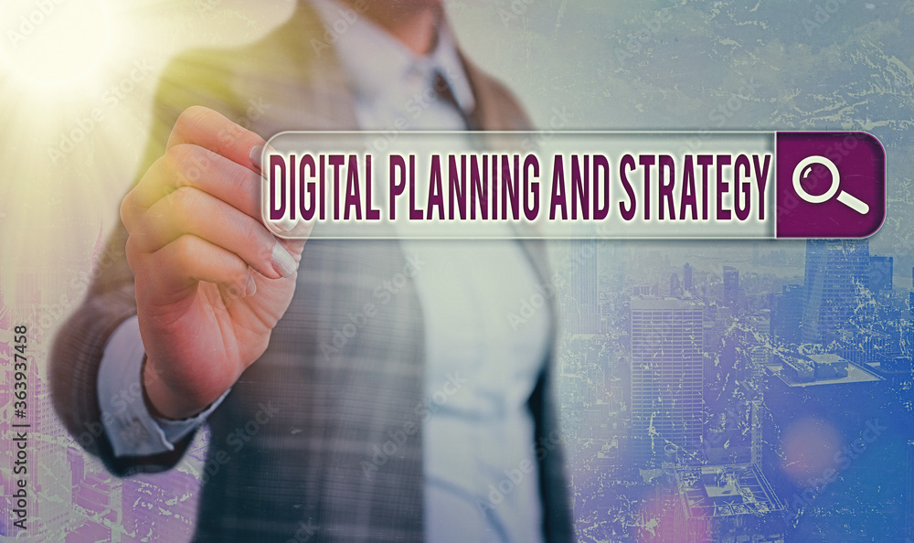 Poster conceptual hand writing showing digital planning and strategy. concept meaning business analysis in 