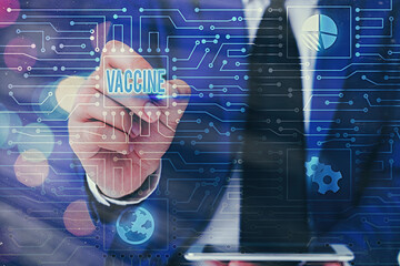 Word writing text Vaccine. Business photo showcasing preparation of killed microorganisms or living...