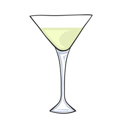 Hand drawn glass of martini wine isolated on white for design, stock vector illustration