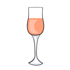 Hand drawn glass of white wine isolated on white for design, stock vector illustration