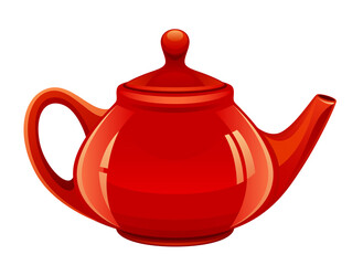 Red teapot on a white background