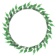 Green wreath circle, white background