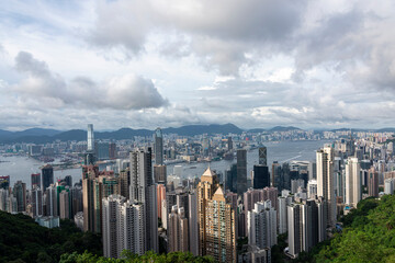 Bird's eye view of the city of Hong Kong, China