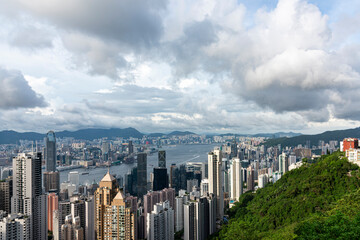 Bird's eye view of the city of Hong Kong, China