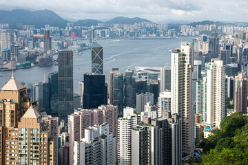 Fototapeta na wymiar Bird's eye view of the city of Hong Kong, China