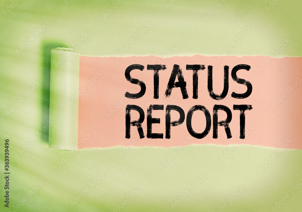 Poster text sign showing status report. business photo showcasing summarizes the particular situation as of