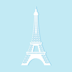 Naklejka na ściany i meble Eiffel tower, paper art style