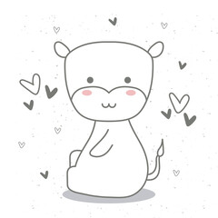 hippopotamus baby kawaii with decor