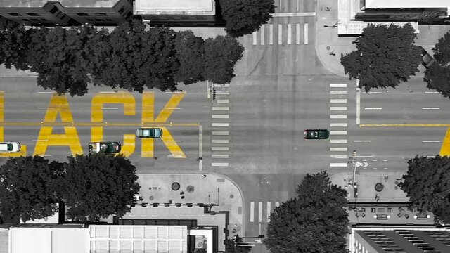 4K Black Austin Matters Drone Aircraft Texas State Dolly Right Tracking