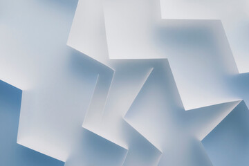 Composition with geometric shapes of paper, color gradient