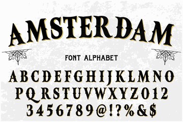 Typeface vector, classic lettering, white style, alphabet design, vintage vector font