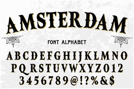 Typeface vector, classic lettering, white style, alphabet design, vintage vector font