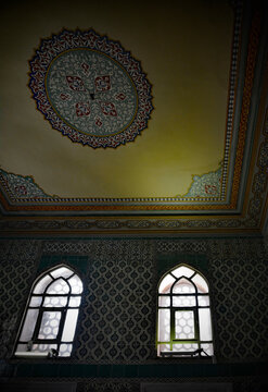 Ceiling detail in the Mosque of the Black Eunuchs in Topkapi Palace Harem in Istanbul, Turkey
