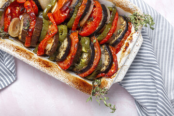 Homemade Ratatouille. Traditional French stew of summer vegetables