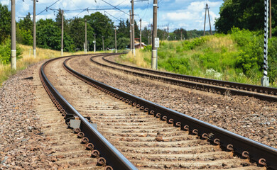 Railway electrified road leading to the city.
