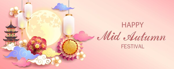 Mid autumn festival / Chinese festival for greetings card, invitation, posters, brochure, calendar, flyers, banners. / Vector illustration