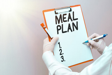 Word writing text Meal Plan. Business photo showcasing act of taking time to plan any number of...