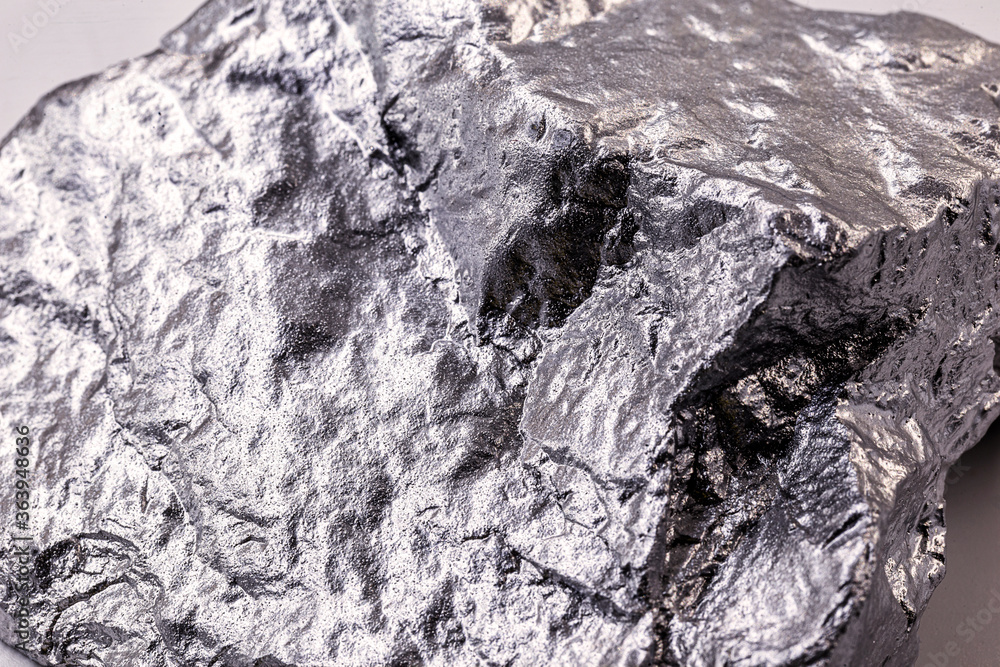 Poster silver stone texture, macro detail of large silver stone