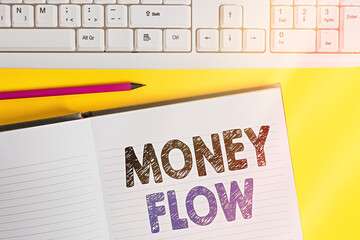 Word writing text Money Flow. Business photo showcasing it is an indicator of positive or negative...