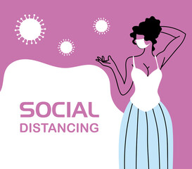 woman with mask in social distancing