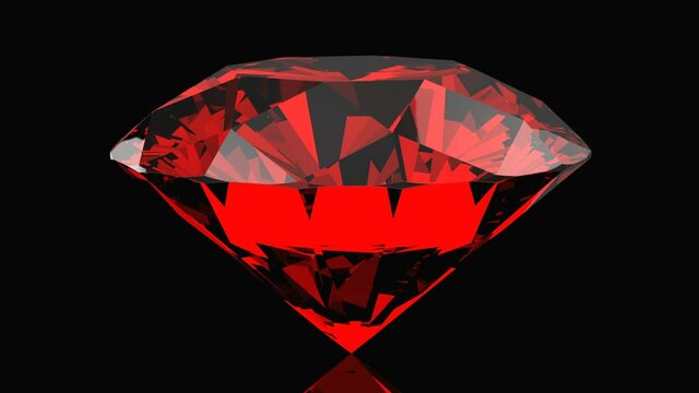Beautiful red ruby rotating on a black background. Looping animation, 4k. Luma matte included.