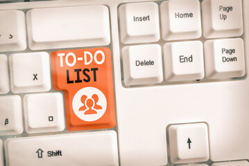 Text sign showing To do List. Business photo text a list of tasks to complete and organize...