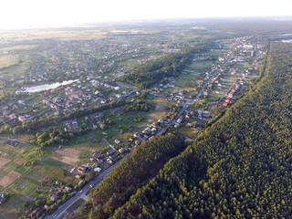 Aerial view of the saburb landscape (drone image). Near Kiev