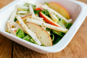 Field Salad, Kohlrabi and Apple Salad with Minty Poppy-seed Dressing