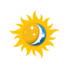 Day night logo rays yellow