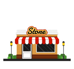 Small Store vector icon illustration, Vivid color and vintage style