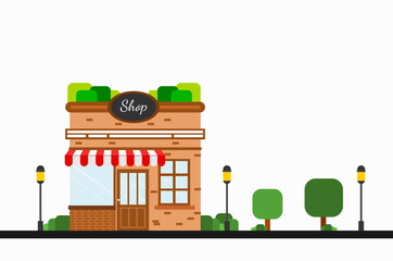 Small Store vector icon illustration, Vivid color and vintage style